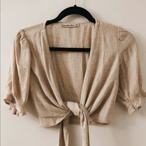 Abercrombie & Fitch Linen Tie Front Crop Top